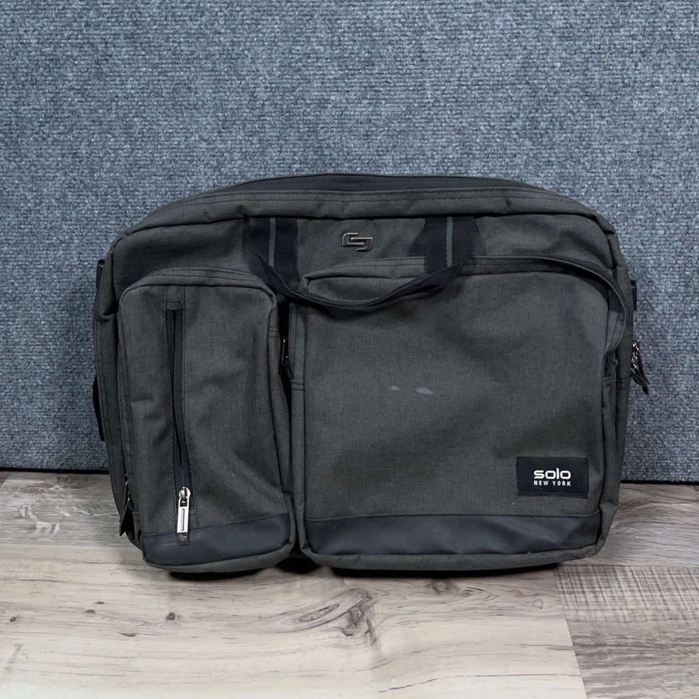 Solo New York Duane Hybrid Briefcase Backpack‎ Mens Large Laptop Tablet Gray